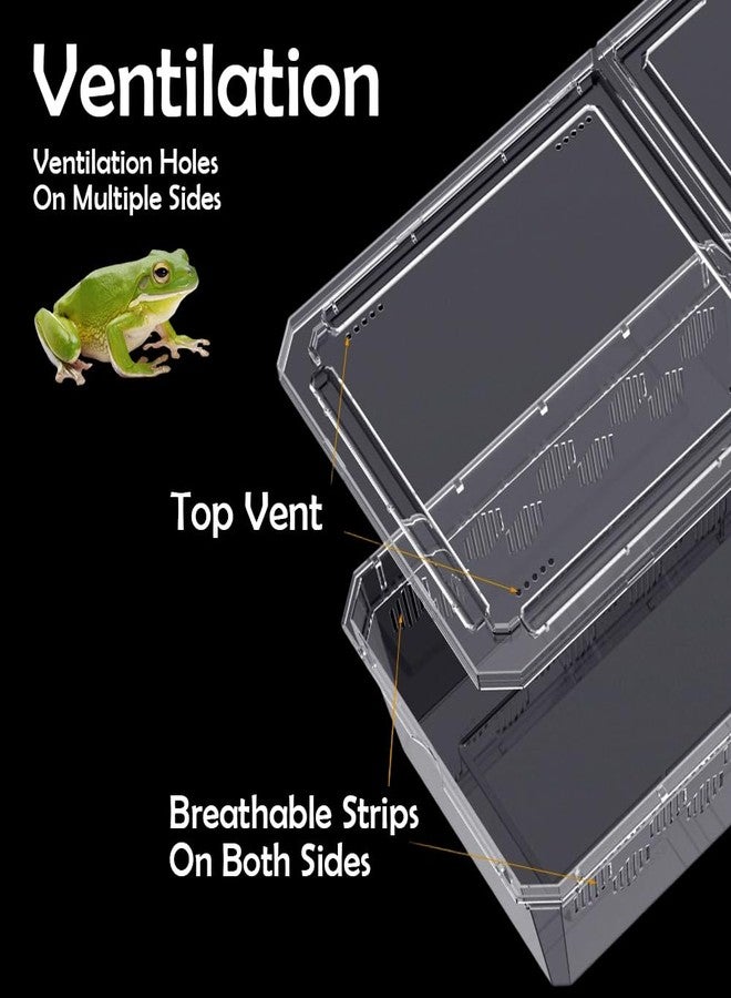 DQITJ 6 Pack Turtle Tank Breeding Box Horned Frog Plastic Portable Feeding Container for Small Reptile Amphibian Horned Frog Turtle Tortoise - Image 5